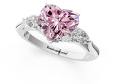White gold Three-Stone Fancy Pink Heart  Cut Diamond Ring with Pear Side Stones in Four-Prong Setting_116