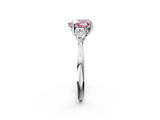 White gold Three-Stone Fancy Pink Heart  Cut Diamond Ring with Pear Side Stones in Four-Prong Setting_119