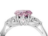 White gold Three-Stone Fancy Pink Heart  Cut Diamond Ring with Pear Side Stones in Four-Prong Setting_121
