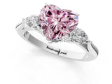 White gold Three-Stone Fancy Pink Heart Cut Diamond Ring with Pear  Side Stones in Four-Prong Setting_49