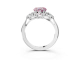 White gold Three-Stone Fancy Pink Heart Cut Diamond Ring with Pear  Side Stones in Four-Prong Setting_51