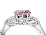 White gold Three-Stone Fancy Pink Heart Cut Diamond Ring with Pear  Side Stones in Four-Prong Setting_52