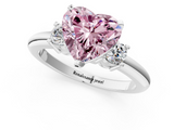 White gold Three-Stone Fancy Pink Heart  Cut Diamond Solitaire with Prong Setting and Classic Band_26