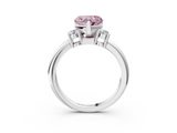 White gold Three-Stone Fancy Pink Heart  Cut Diamond Solitaire with Prong Setting and Classic Band_37