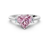 White gold Three-Stone Fancy Pink Heart  Cut Diamond Solitaire with Prong Setting and Classic Band_39