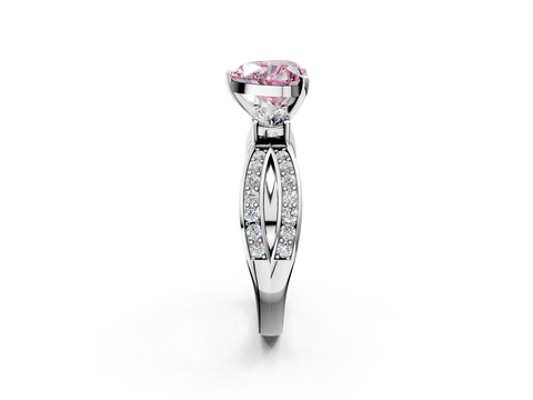 White gold Three-Stone Fancy Pink Heart  Cut Diamond Twist Band with Prong Setting_35
