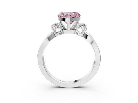 White gold Three-Stone Fancy Pink Heart  Cut Diamond Twist Band with Prong Setting_36