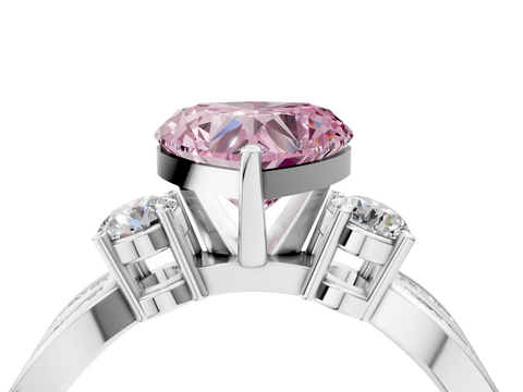 White gold Three-Stone Fancy Pink Heart  Cut Diamond Twist Band with Prong Setting_37