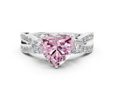 White gold Three-Stone Fancy Pink Heart  Cut Diamond Twist Band with Prong Setting_37