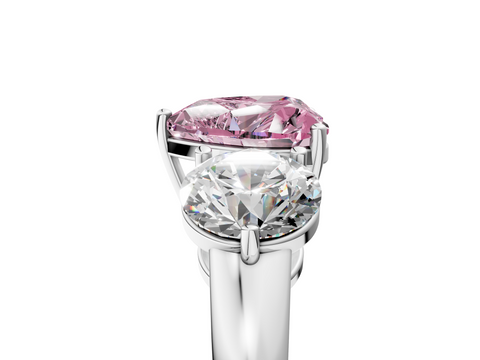 White gold Three-Stone Fancy Pink Heart  Cut Solitaire Ring with Prong Setting on a Classic Band_79