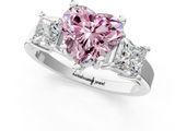 White gold Three-Stone Fancy Pink Heart  Cut Solitaire Ring with Prong Setting_4