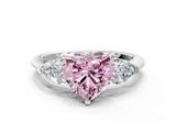 White gold Three-Stone Fancy Pink Heart  Diamond Ring with Pear Side Stones in Four-Prong Setting_46