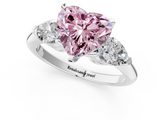 White gold Three-Stone Fancy Pink Heart  Diamond Ring with Pear Side Stones in Four-Prong Setting_47