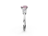 White gold Three-Stone Fancy Pink Heart  Diamond Ring with Pear Side Stones in Four-Prong Setting_48