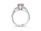 White gold Three-Stone Fancy Pink Heart  Diamond Ring with Pear Side Stones in Four-Prong Setting_49