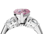 White gold Three-Stone Fancy Pink Heart  Diamond Ring with Pear Side Stones in Four-Prong Setting_50