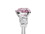 White gold Three-Stone Fancy Pink Heart  Diamond Ring with Pear Side Stones in Four-Prong Setting_51