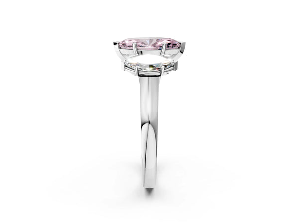 White gold Three-Stone Fancy Pink Marquise Cut Brilliant Diamond Trellis Ring with Comfort Fit Band