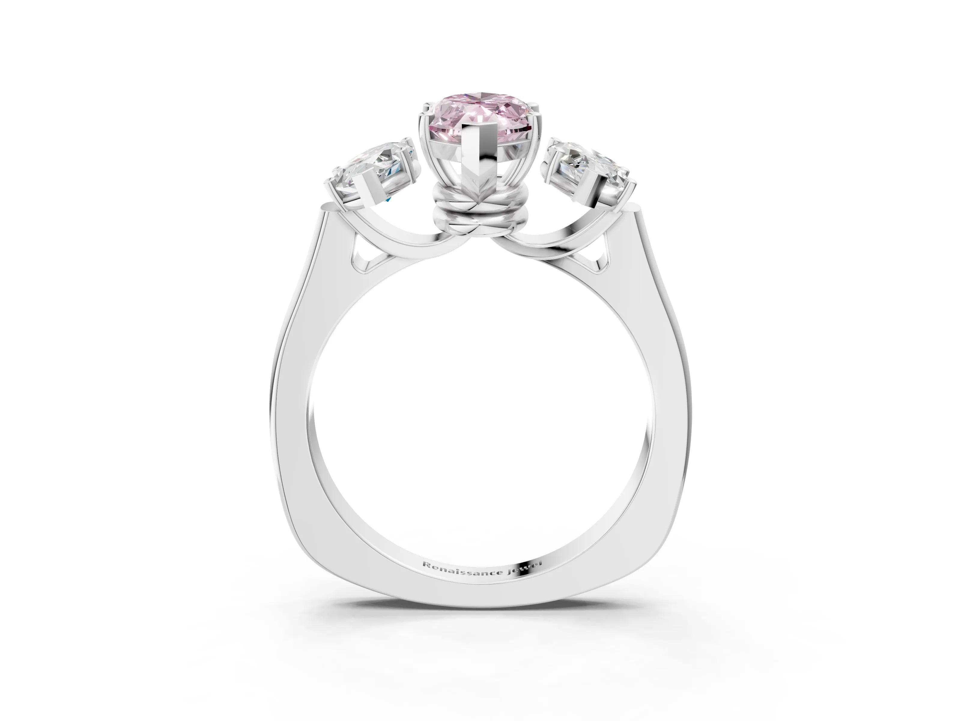 White gold Three-Stone Fancy Pink Marquise Cut Brilliant Diamond Trellis Ring with Comfort Fit Band_15