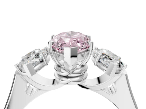 White gold Three-Stone Fancy Pink Marquise Cut Brilliant Diamond Trellis Ring with Comfort Fit Band_16