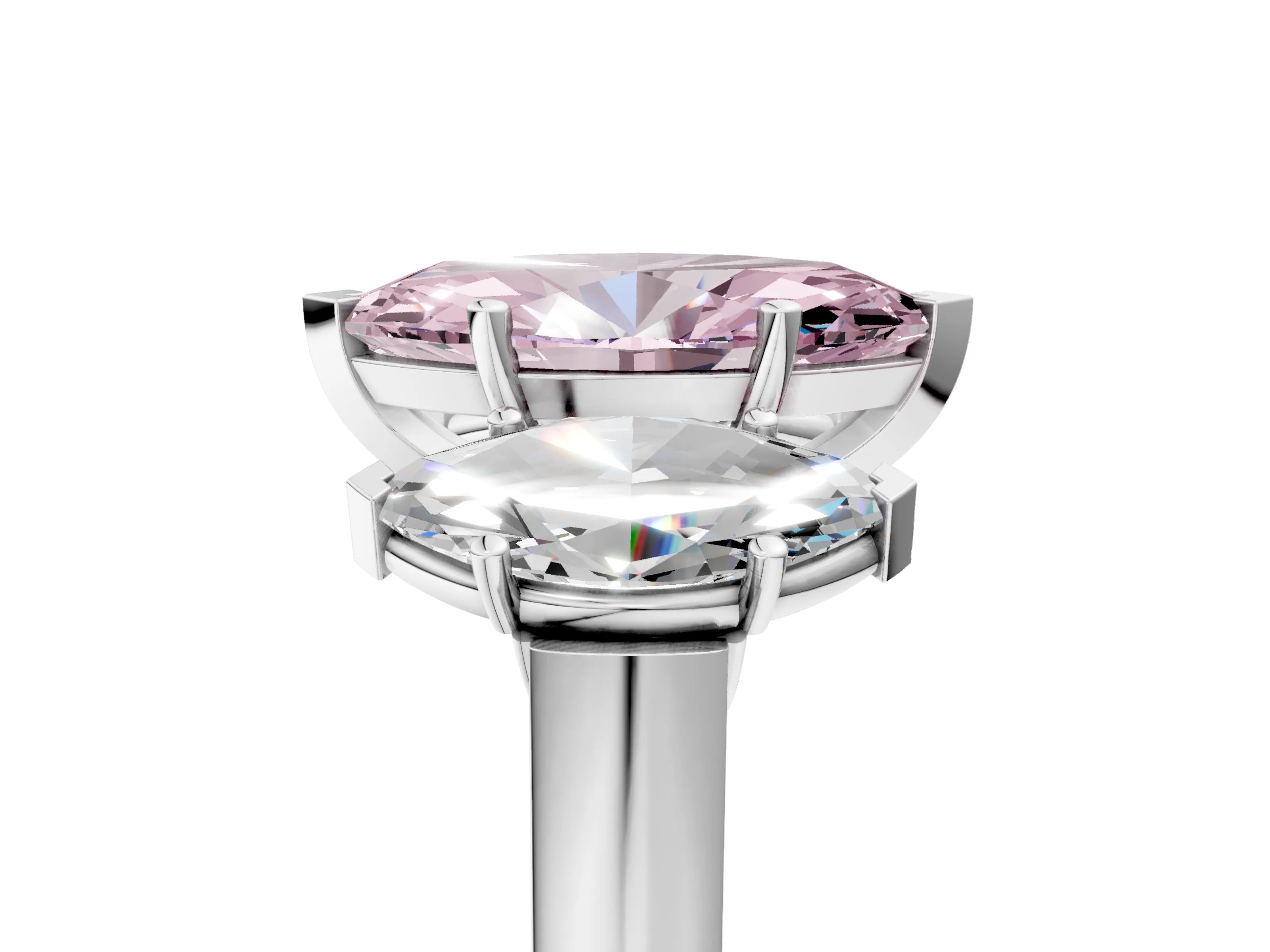 White gold Three-Stone Fancy Pink Marquise Cut Brilliant Diamond Trellis Ring with Comfort Fit Band_17