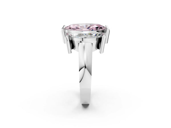 White gold Three Stone Fancy Pink Marquise Cut Cut Channel Set Diamond Ring