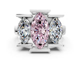 White gold Three Stone Fancy Pink Marquise Cut Cut Channel Set Diamond Ring_36