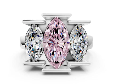 White gold Three Stone Fancy Pink Marquise Cut Cut Channel Set Diamond Ring_36