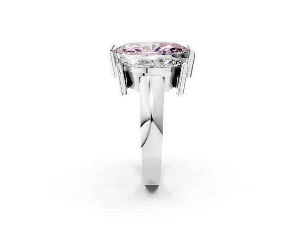 White gold Three Stone Fancy Pink Marquise Cut Cut Channel Set Diamond Ring