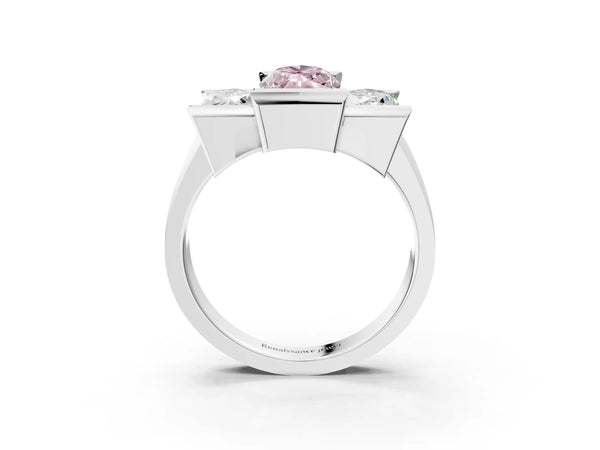 White gold Three Stone Fancy Pink Marquise Cut Cut Channel Set Diamond Ring