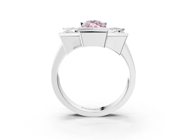 White gold Three Stone Fancy Pink Marquise Cut Cut Channel Set Diamond Ring