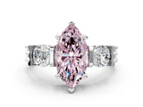 White gold Three-Stone Fancy Pink Marquise Cut Cut Classic Band Prong Setting Ring