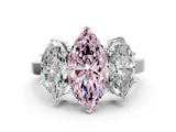 White gold Three-Stone Fancy Pink Marquise Cut Cut Diamond Engagement Ring with Flat Band and Four-Prong Setting_12