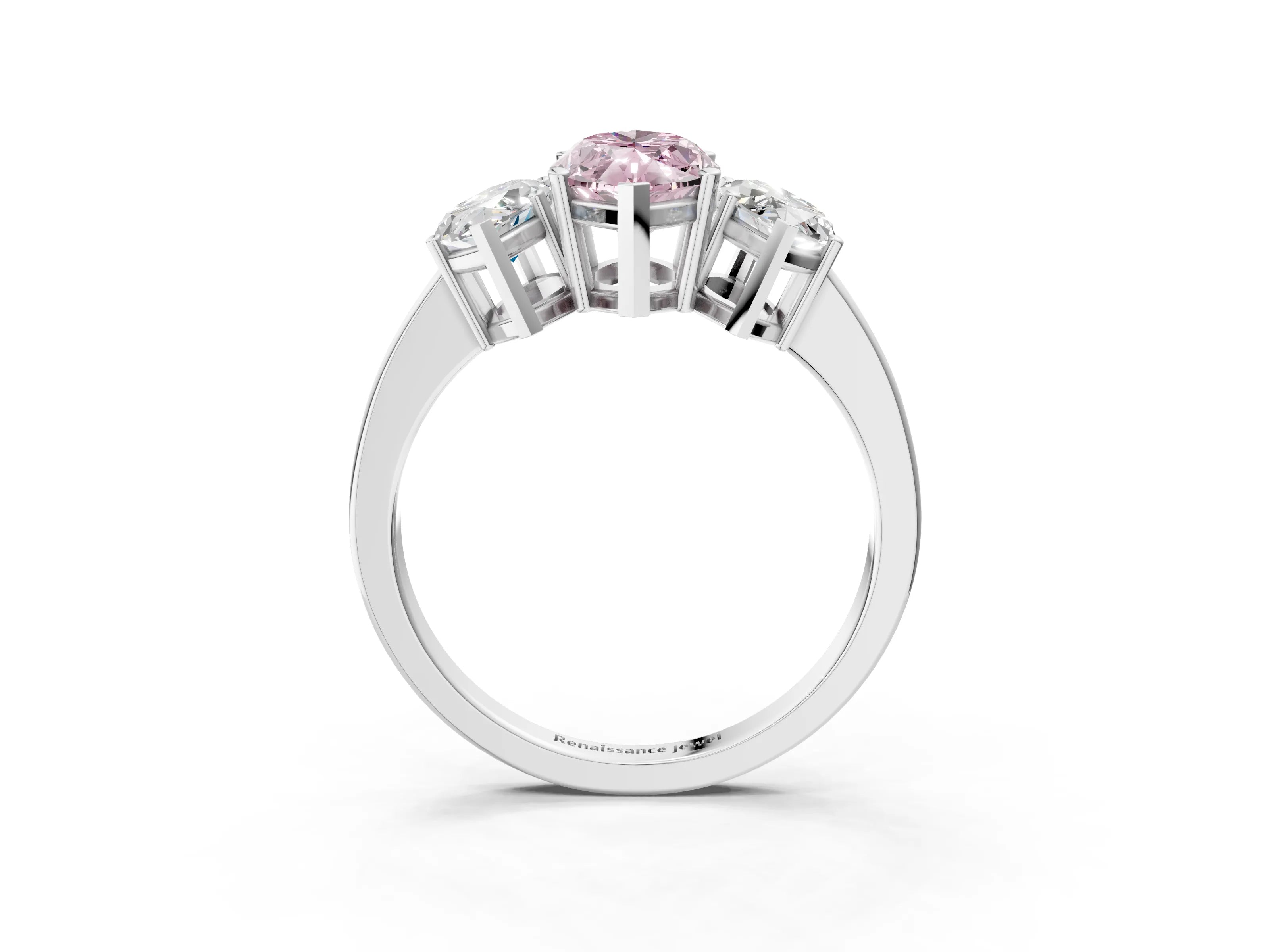 White gold Three-Stone Fancy Pink Marquise Cut Cut Diamond Engagement Ring with Flat Band and Four-Prong Setting_15