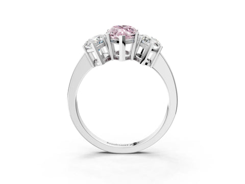White gold Three-Stone Fancy Pink Marquise Cut Cut Diamond Engagement Ring with Flat Band and Four-Prong Setting_15