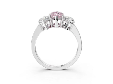 White gold Three-Stone Fancy Pink Marquise Cut Cut Diamond Engagement Ring with Flat Band and Four-Prong Setting_3