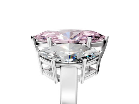 White gold Three-Stone Fancy Pink Marquise Cut Cut Diamond Engagement Ring with Flat Band and Four-Prong Setting_5