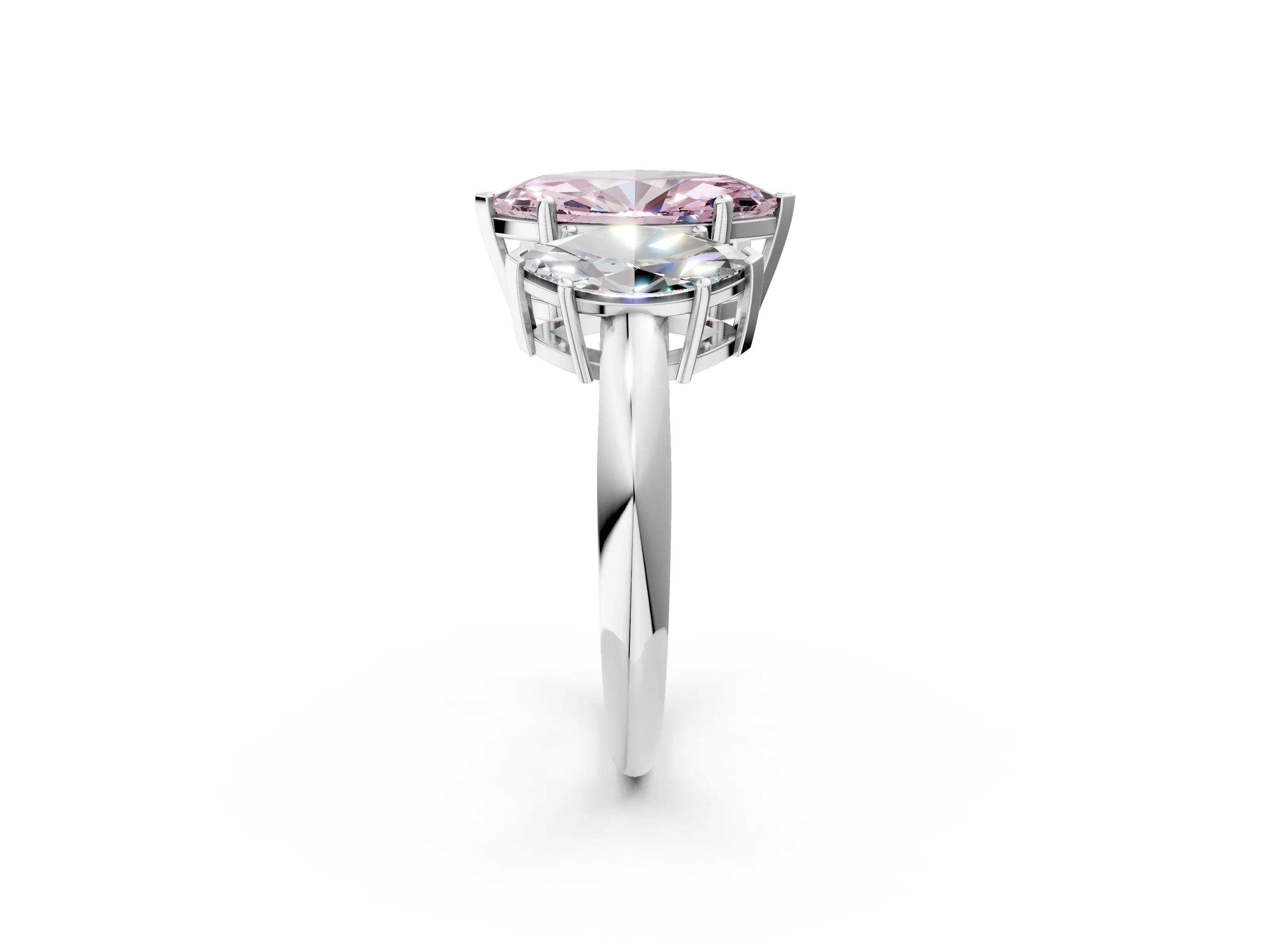 White gold Three-Stone Fancy Pink Marquise Cut Cut Diamond Engagement Ring with Prong Setting on a White Gold Band_14