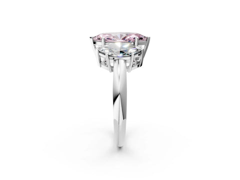 White gold Three-Stone Fancy Pink Marquise Cut Cut Diamond Engagement Ring with Prong Setting on a White Gold Band_14