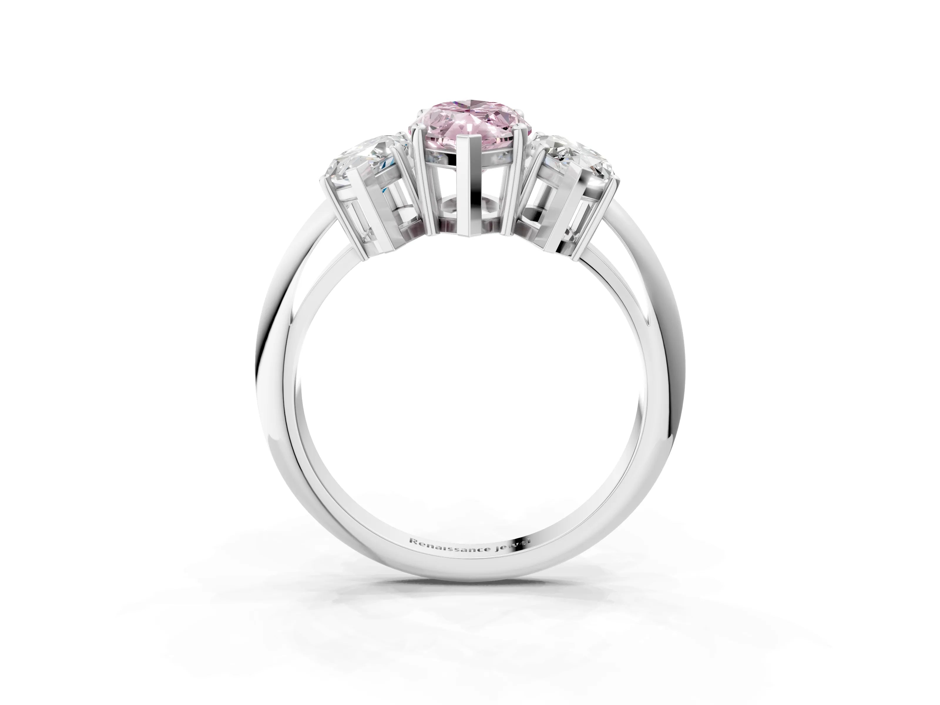 White gold Three-Stone Fancy Pink Marquise Cut Cut Diamond Engagement Ring with Prong Setting on a White Gold Band_15