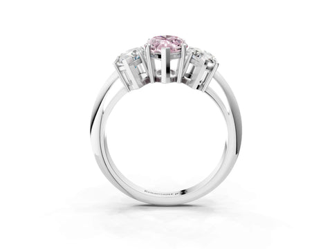 White gold Three-Stone Fancy Pink Marquise Cut Cut Diamond Engagement Ring with Prong Setting on a White Gold Band_15