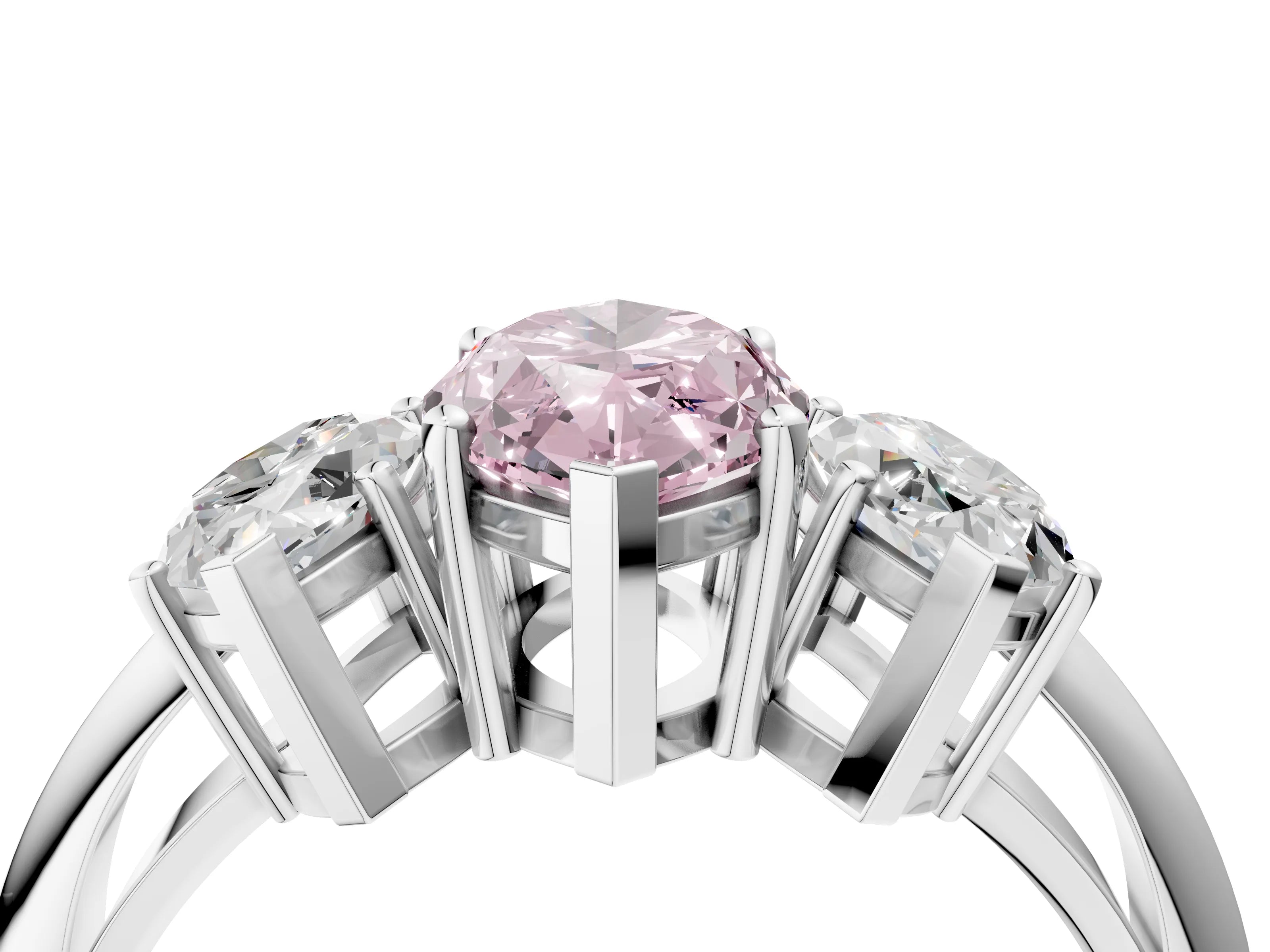White gold Three-Stone Fancy Pink Marquise Cut Cut Diamond Engagement Ring with Prong Setting on a White Gold Band_16