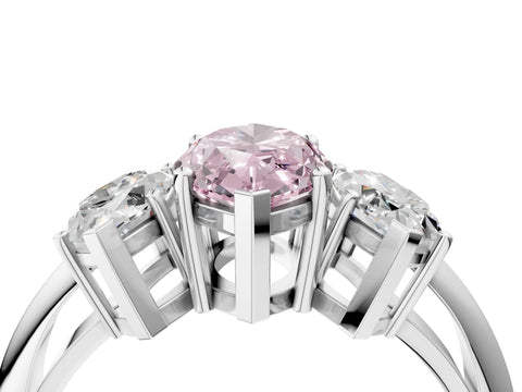 White gold Three-Stone Fancy Pink Marquise Cut Cut Diamond Engagement Ring with Prong Setting on a White Gold Band_16