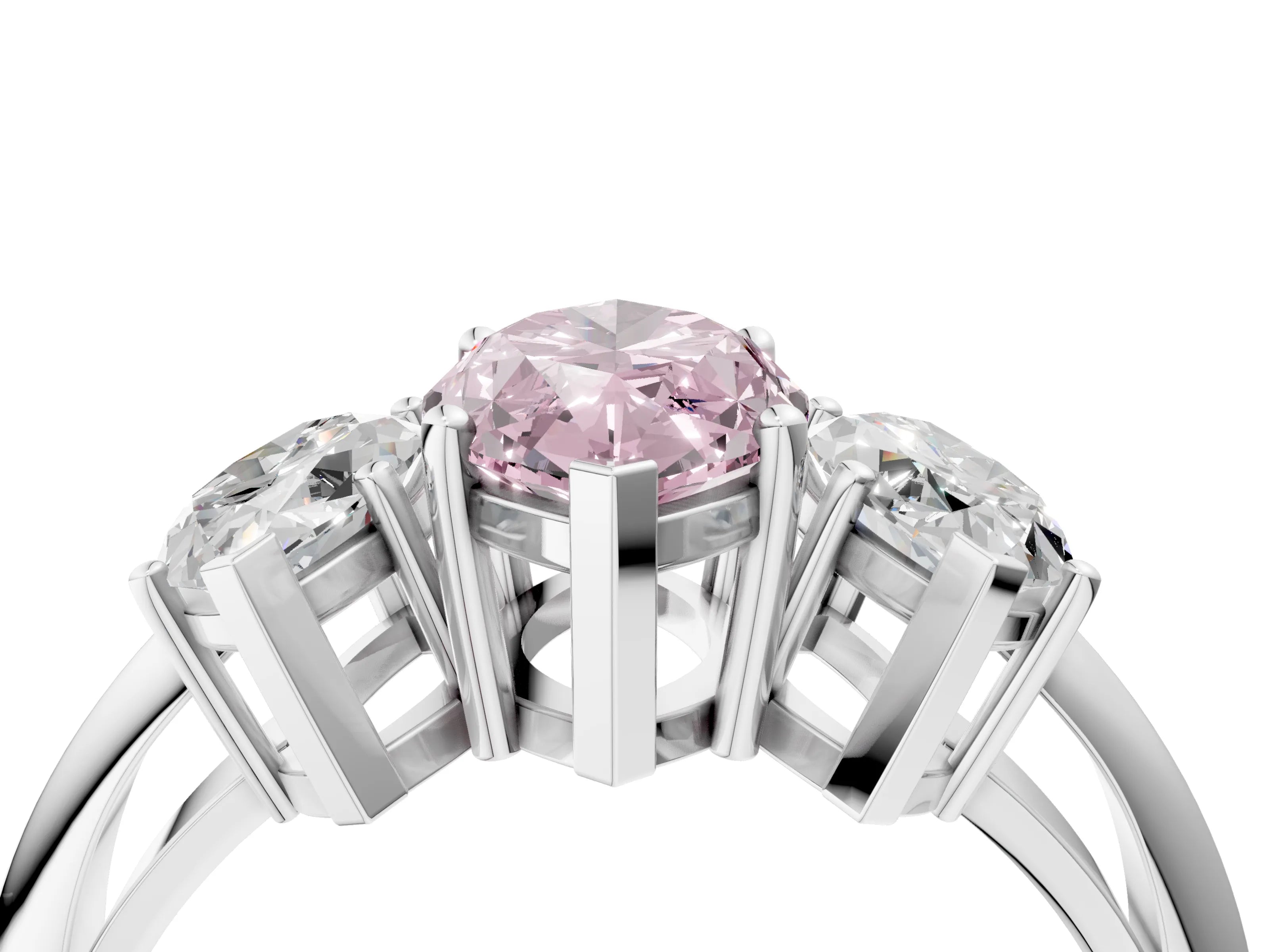 White gold Three-Stone Fancy Pink Marquise Cut Cut Diamond Engagement Ring with Prong Setting on a White Gold Band_16