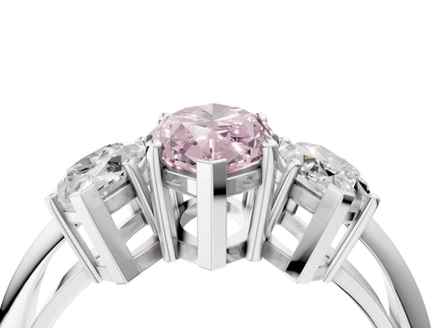 White gold Three-Stone Fancy Pink Marquise Cut Cut Diamond Engagement Ring with Prong Setting on a White Gold Band_16