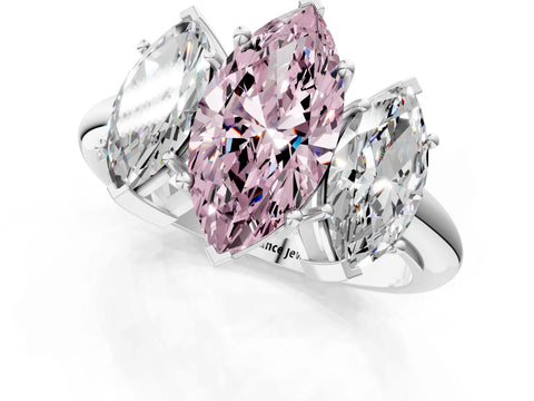 White gold Three-Stone Fancy Pink Marquise Cut Cut Diamond Engagement Ring with Prong Setting on a White Gold Band_37