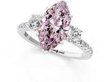 White gold Three-Stone Fancy Pink Marquise Cut Cut Diamond Pavé Band with Prong Setting_28