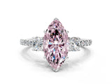 White gold Three-Stone Fancy Pink Marquise Cut Cut Diamond Pavé Band with Prong Setting_49