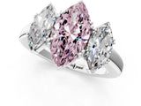 White gold Three-Stone Fancy Pink Marquise Cut Cut Diamond Ring with Channel Set Band and Four-Prong Setting_1