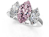 White gold Three-Stone Fancy Pink Marquise Cut Cut Diamond Ring with Channel Set Band and Four-Prong Setting_13